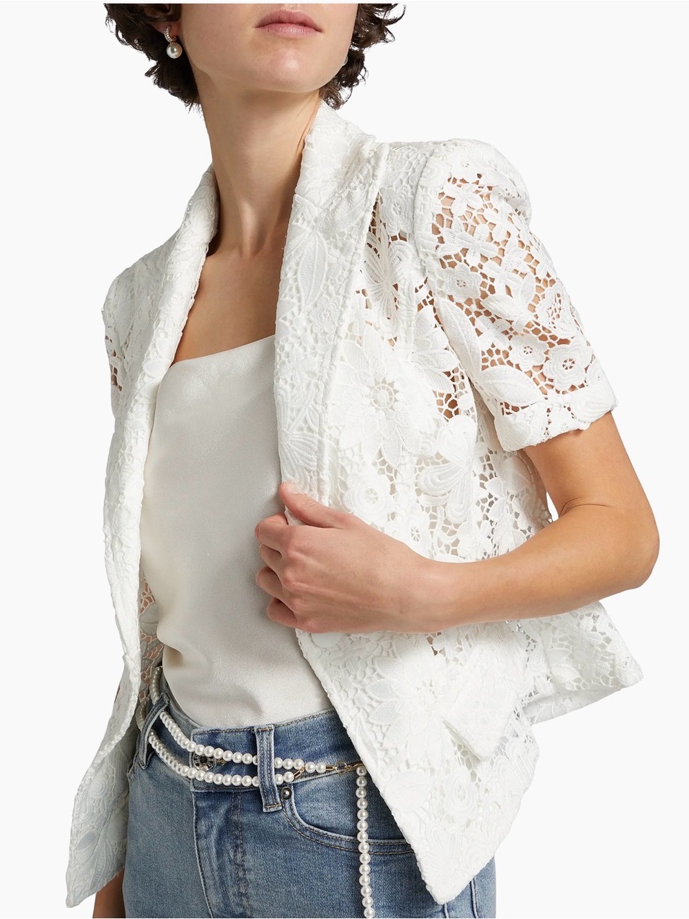 Generation Love Melbourne Lace Blazer NWT White Size XL Short Sleeve